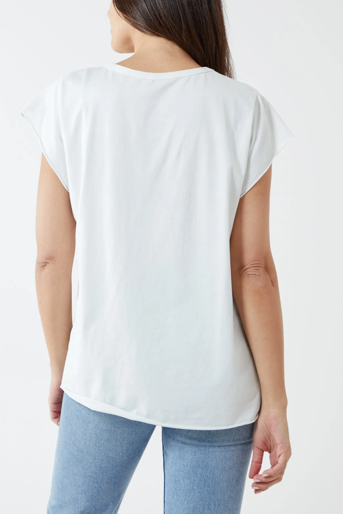 Cap Sleeve High Low Rolled Edge Top