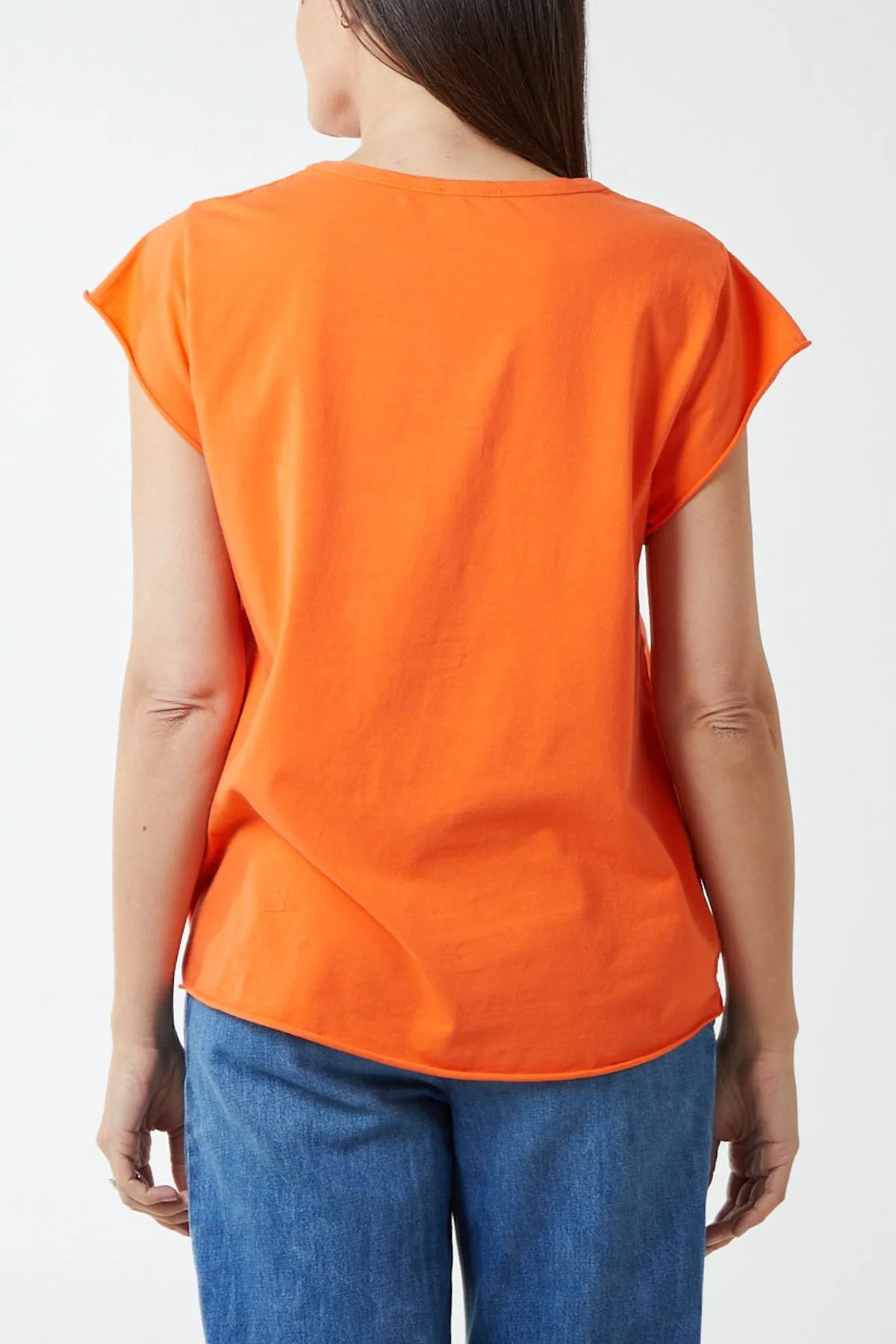 Cap Sleeve High Low Rolled Edge Top