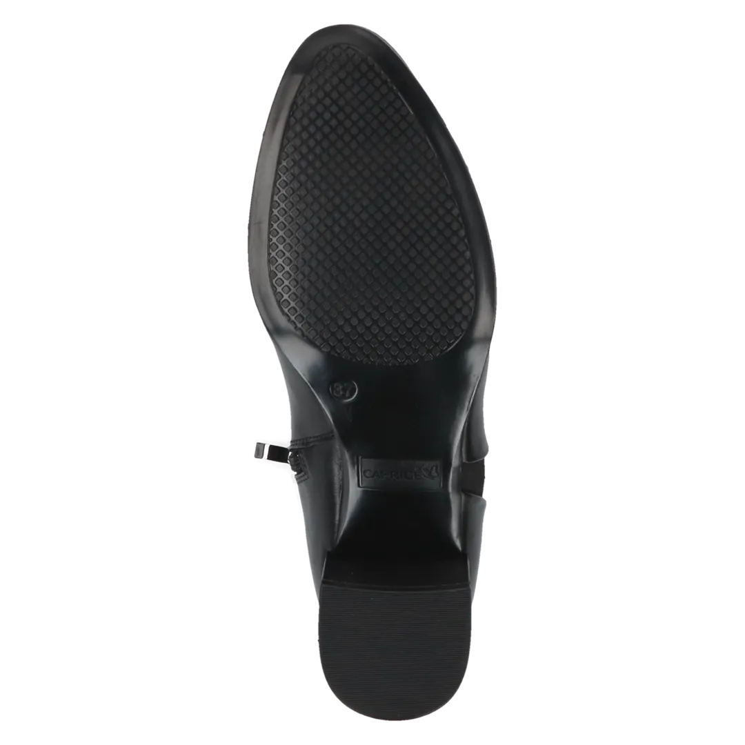 Caprice Black Comb Leather/Suede Heeled Ankle Boot. Only sizes 3.5, 4 and 7.5