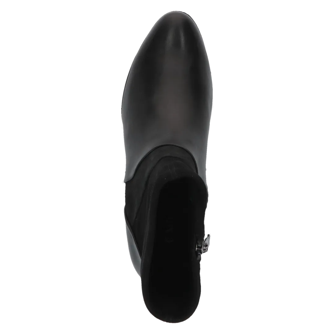 Caprice Black Comb Leather/Suede Heeled Ankle Boot. Only sizes 3.5, 4 and 7.5