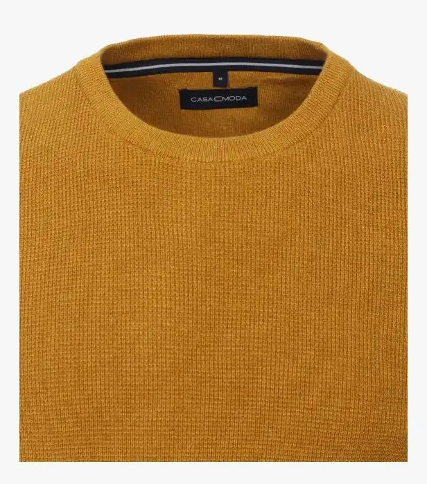 Casa Moda Men's Crew Neck Pullover Sweater Lemon Curry