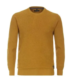 Casa Moda Men's Crew Neck Pullover Sweater Lemon Curry