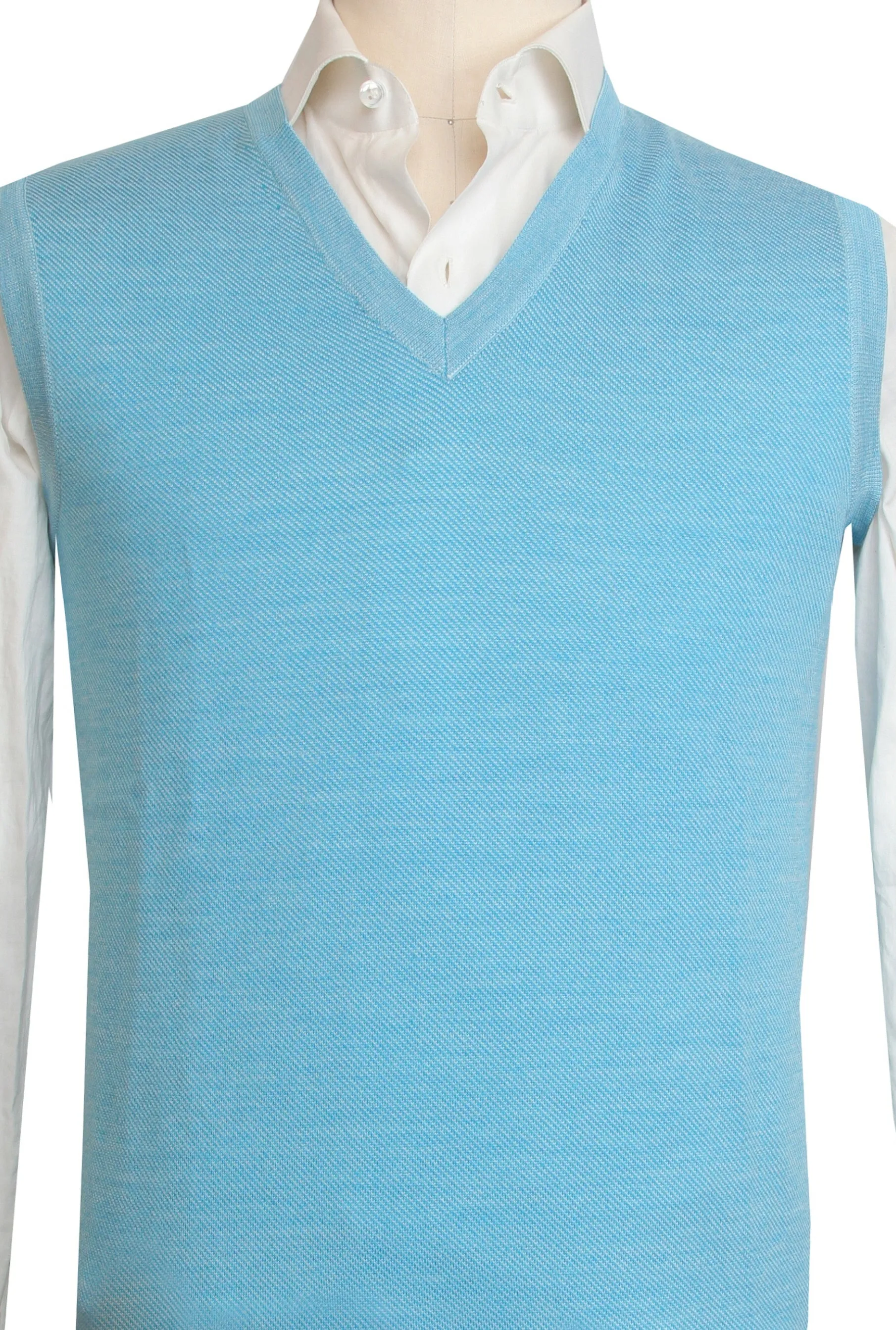 Cesare Attolini Light Blue V-Neck Sweater