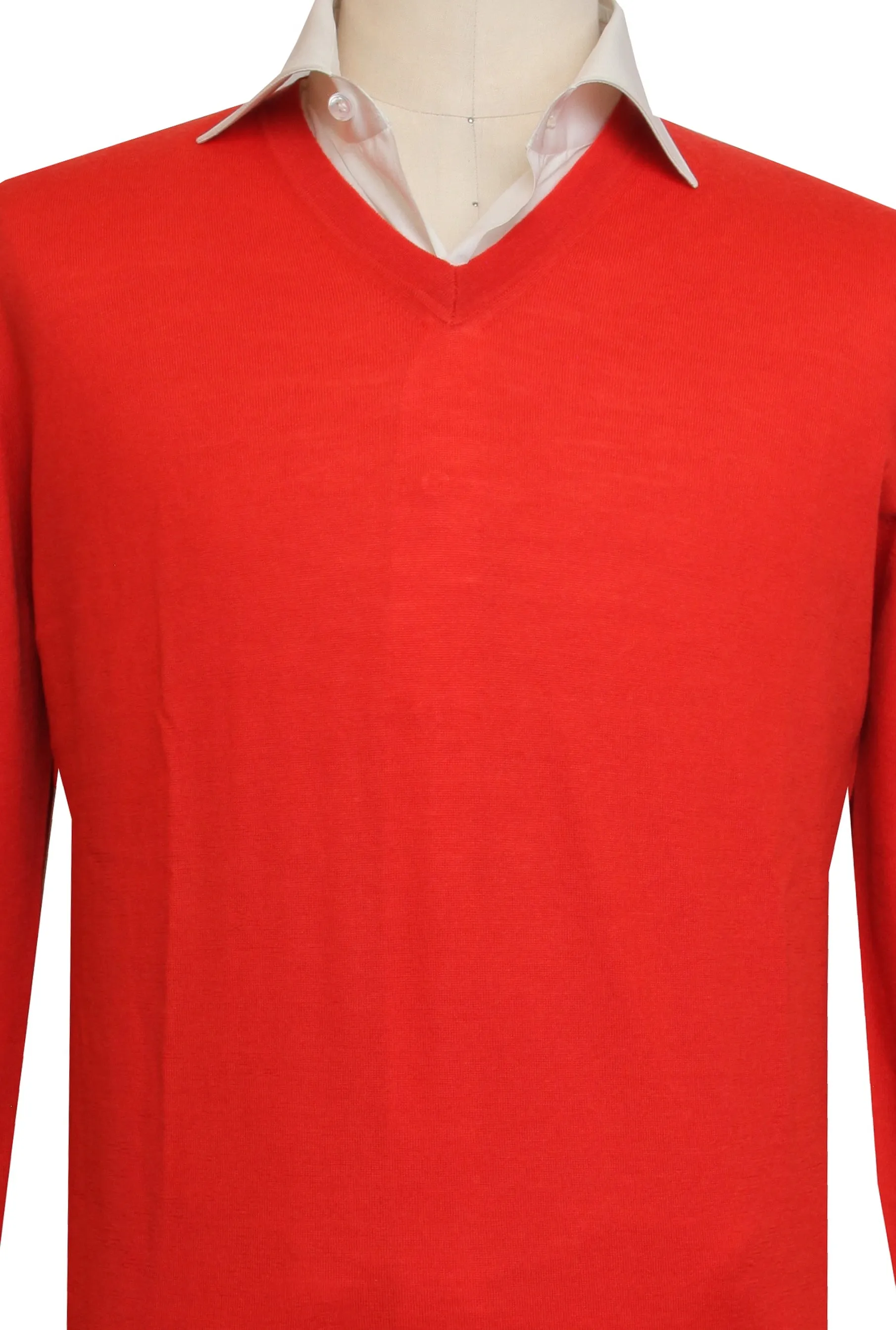Cesare Attolini Red V-Neck Sweater