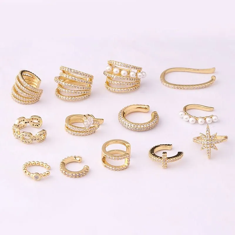 Chic CZ Inlaid Helix Non Piercing Ear Cuff Earring