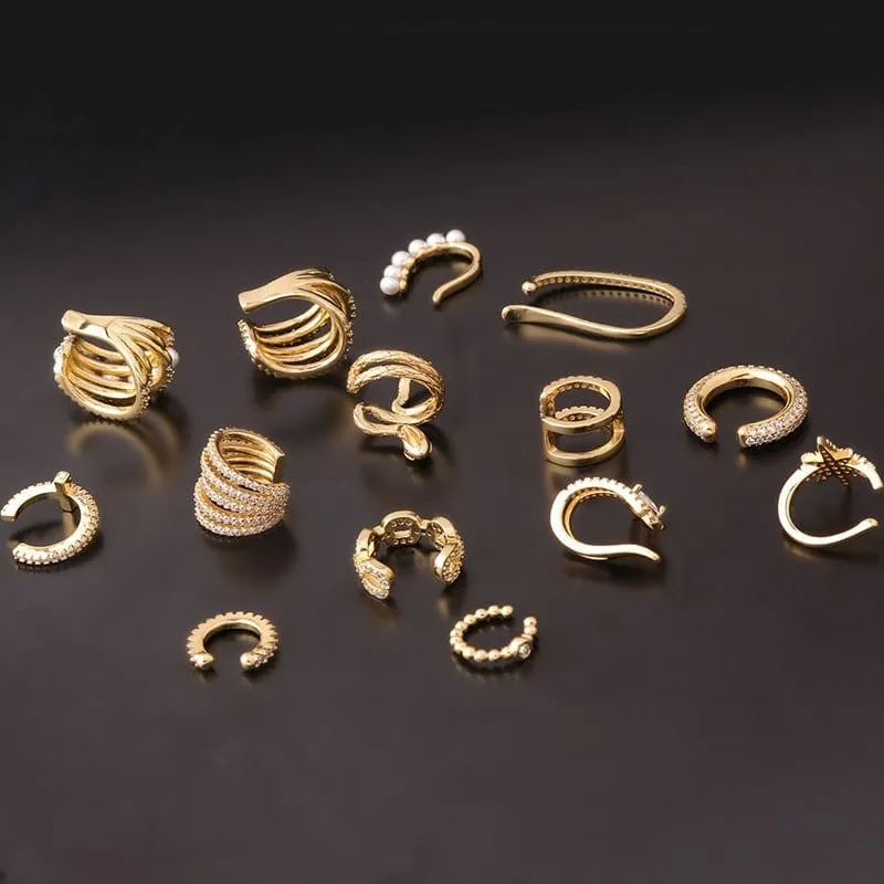 Chic CZ Inlaid Helix Non Piercing Ear Cuff Earring