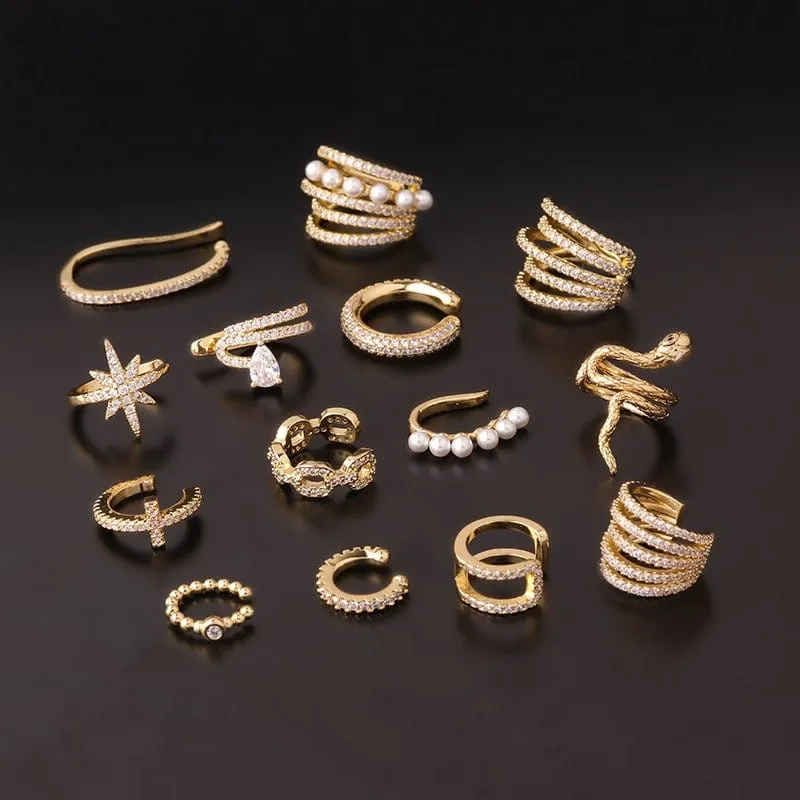 Chic CZ Inlaid Helix Non Piercing Ear Cuff Earring