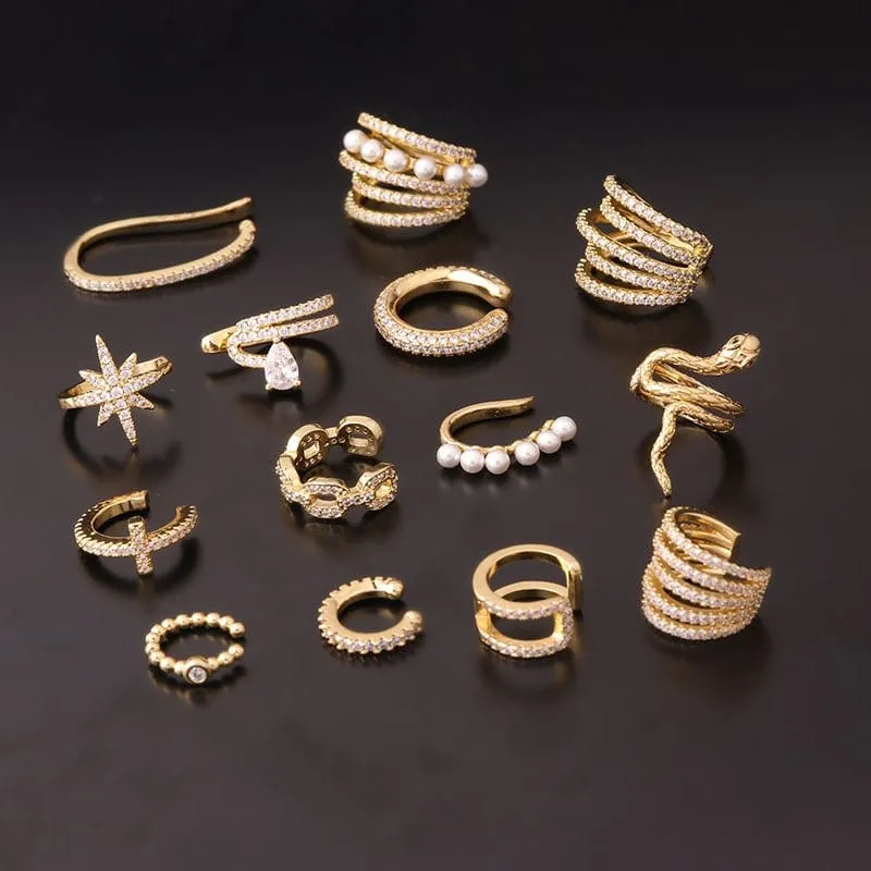 Chic CZ Inlaid Helix Non Piercing Ear Cuff Earring
