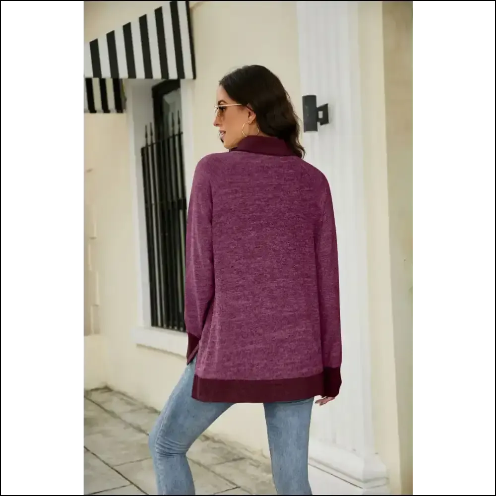 Chic Heathered High-Low Long Sleeve Top