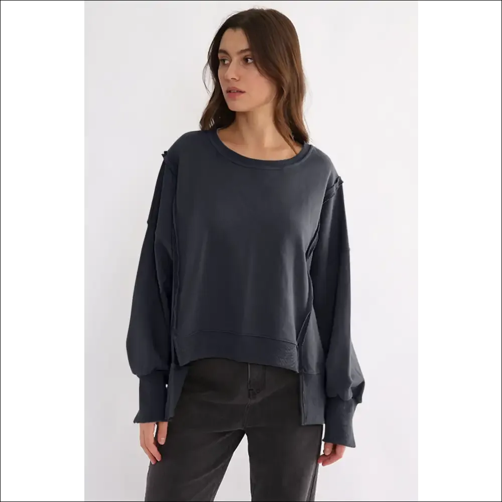 Chic High-Low Exposed Seam Sweatshirt