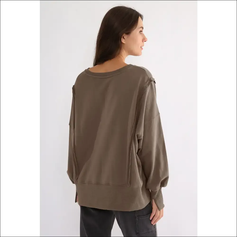 Chic High-Low Exposed Seam Sweatshirt