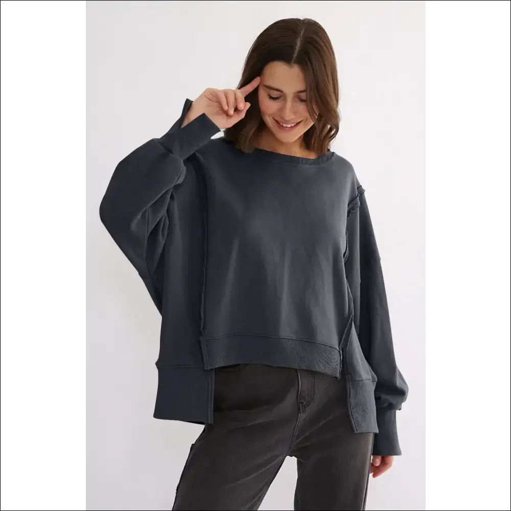 Chic High-Low Exposed Seam Sweatshirt