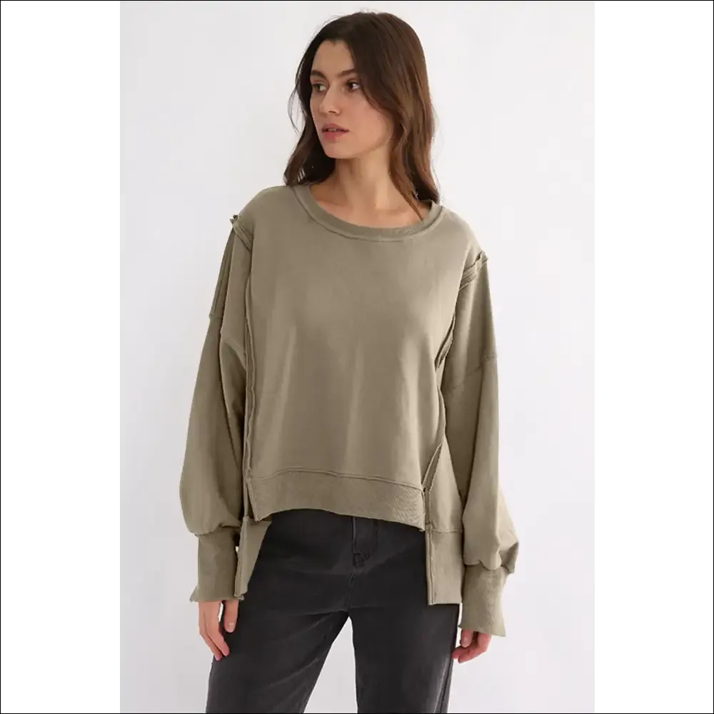 Chic High-Low Exposed Seam Sweatshirt