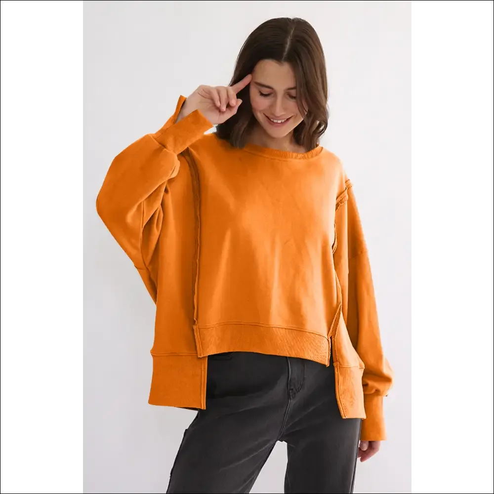 Chic High-Low Exposed Seam Sweatshirt