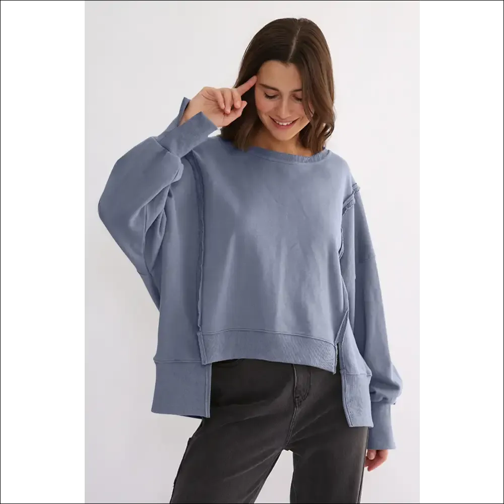Chic High-Low Exposed Seam Sweatshirt