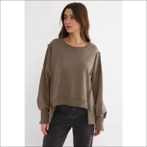 Chic High-Low Exposed Seam Sweatshirt