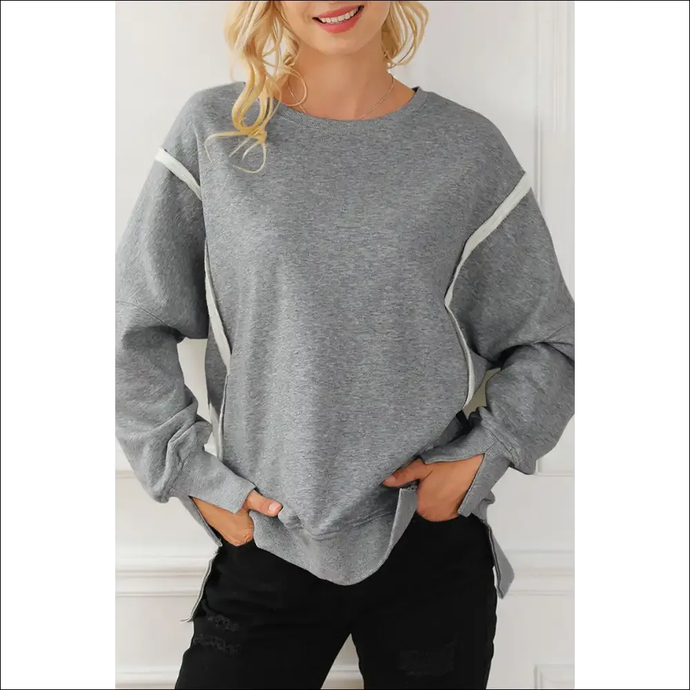 Chic High-Low Exposed Seam Sweatshirt