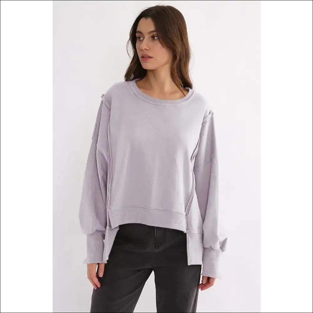 Chic High-Low Exposed Seam Sweatshirt
