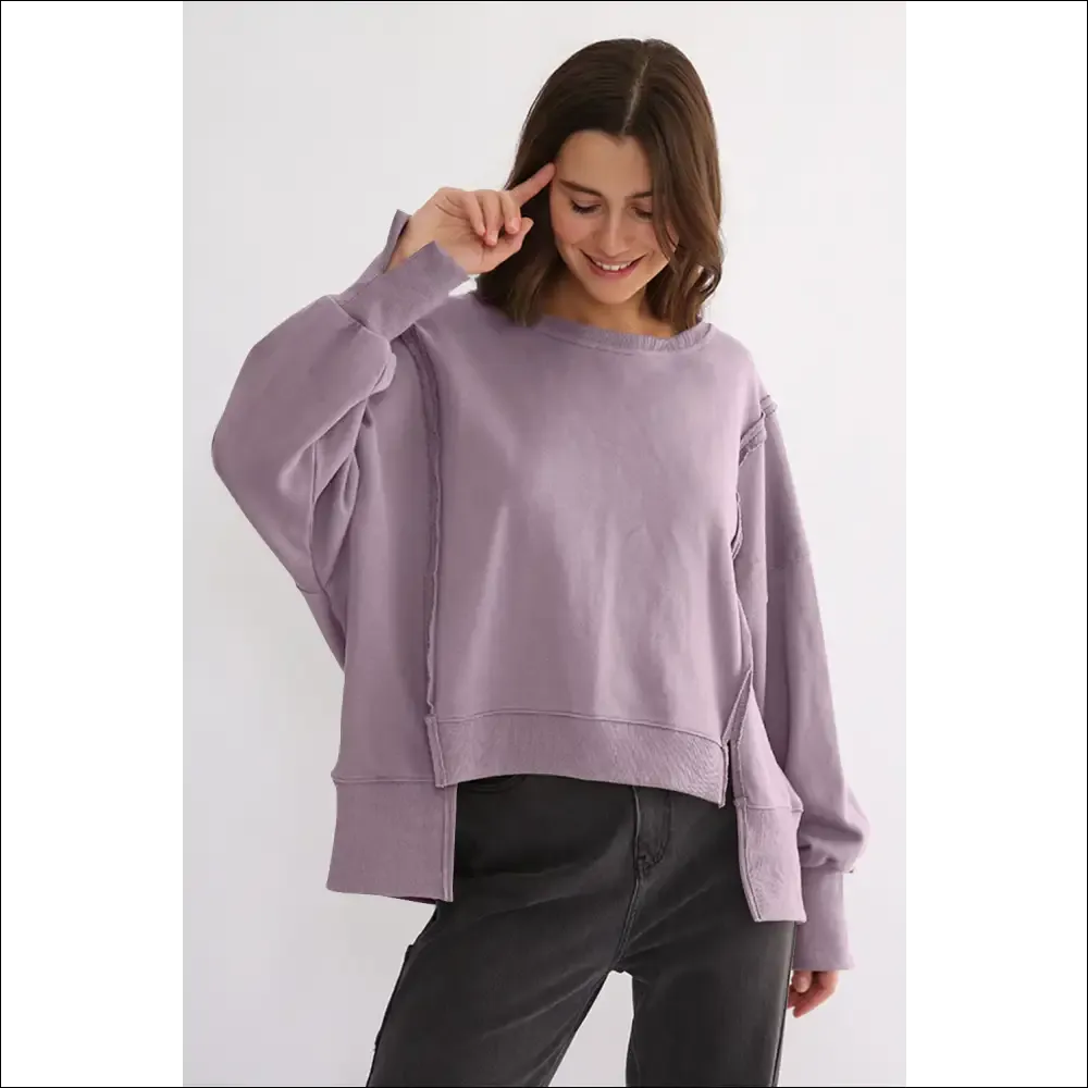 Chic High-Low Exposed Seam Sweatshirt