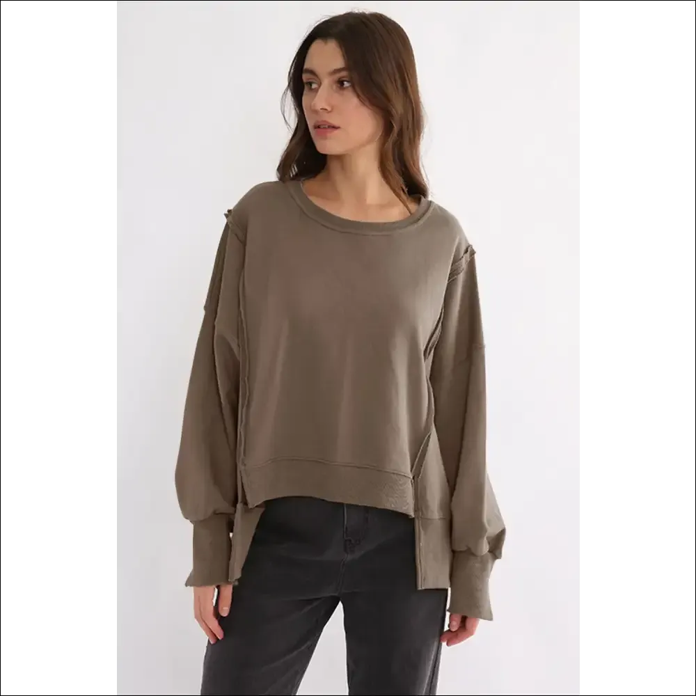Chic High-Low Exposed Seam Sweatshirt