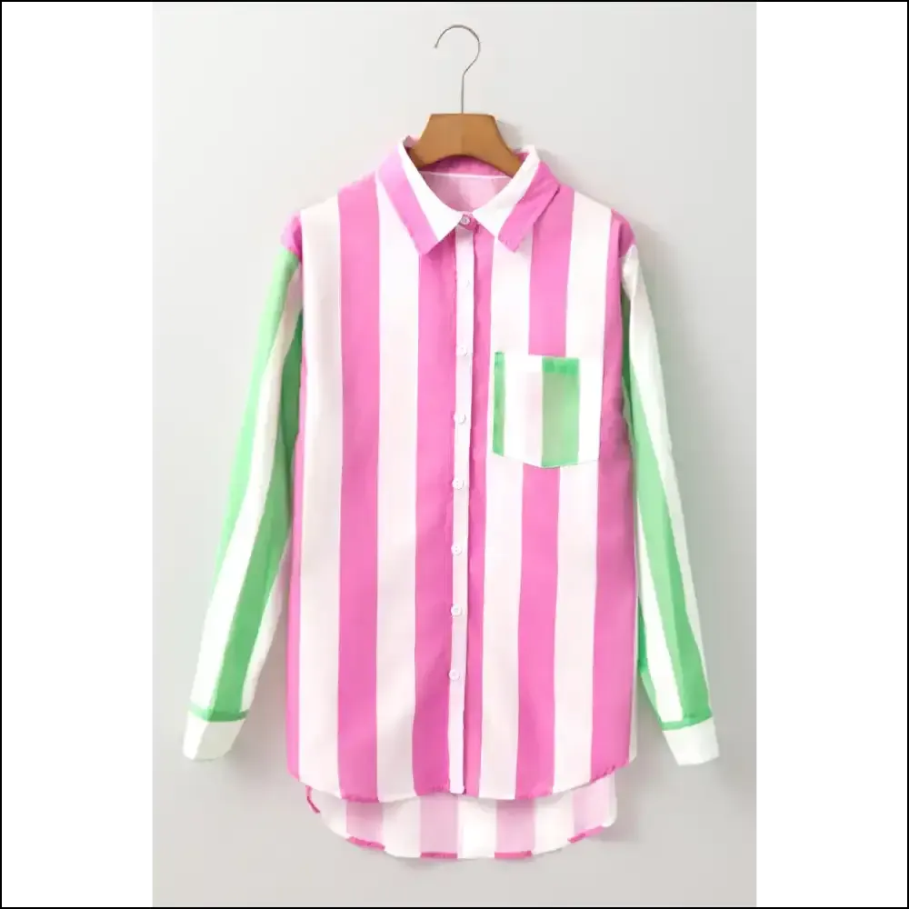 Chic Rose Striped Shirt: High-low, High-larious!