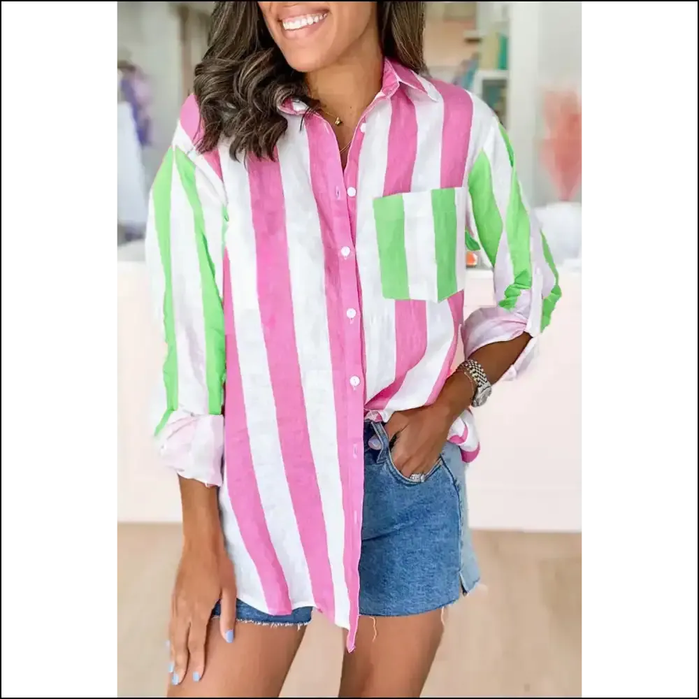 Chic Rose Striped Shirt: High-low, High-larious!