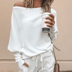 Chill Mode Off-Shoulder Knit Pullover Sweater