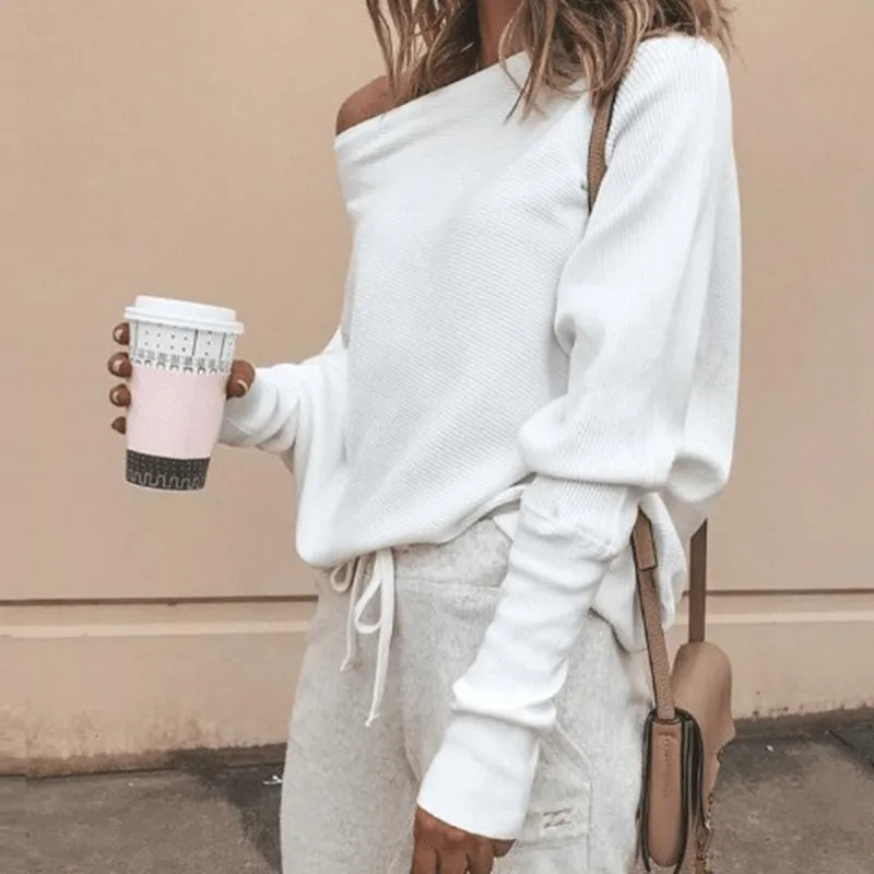 Chill Mode Off-Shoulder Knit Pullover Sweater