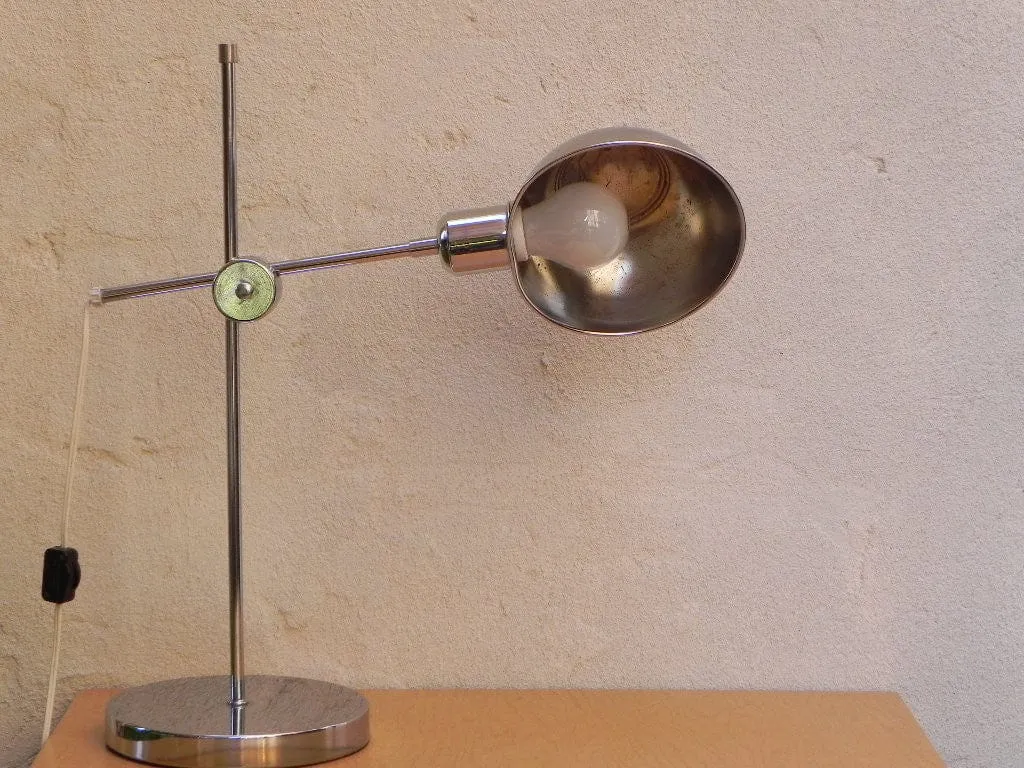 Chrome Adjustable Industrial Chic Desk Lamp with 2-way Dimmer