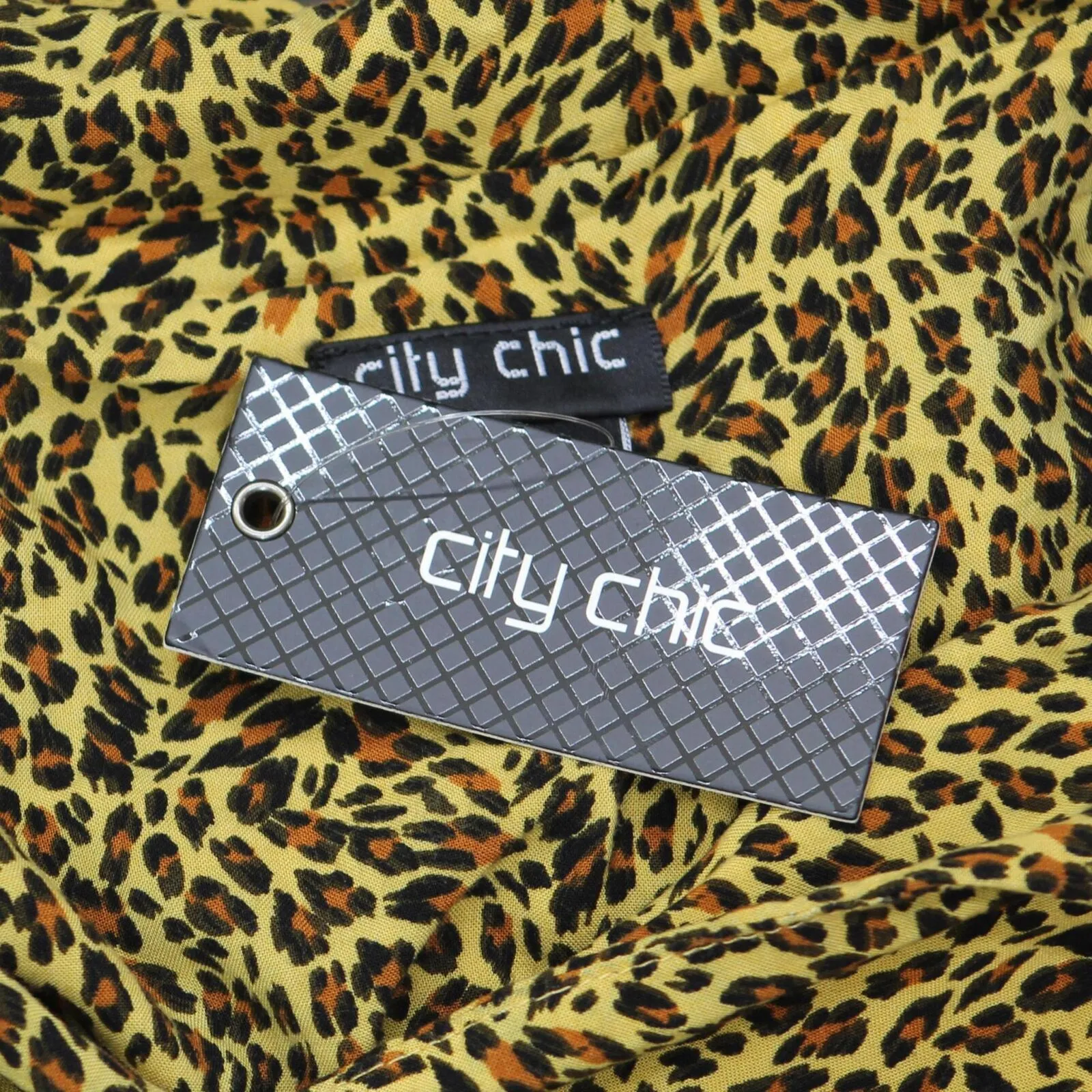 City Chic Womens Lightweight Wrap Button Up Dress Cheetah Animal Brown M