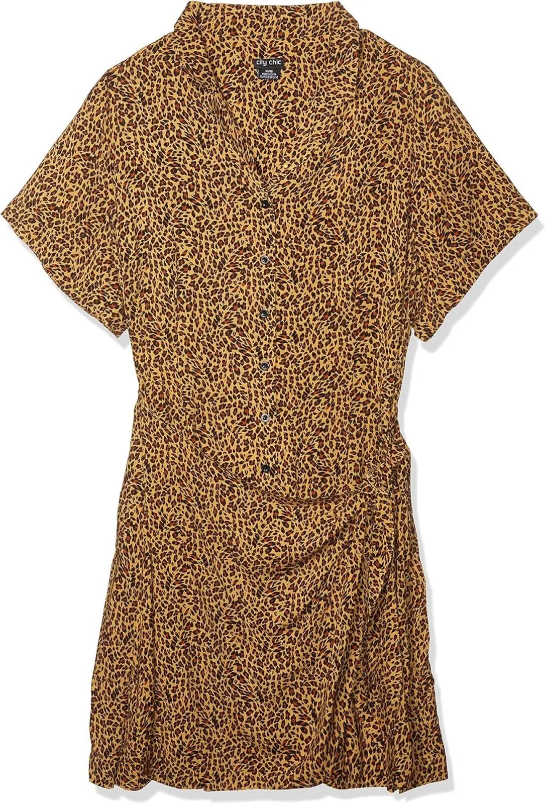 City Chic Womens Lightweight Wrap Button Up Dress Cheetah Animal Brown M