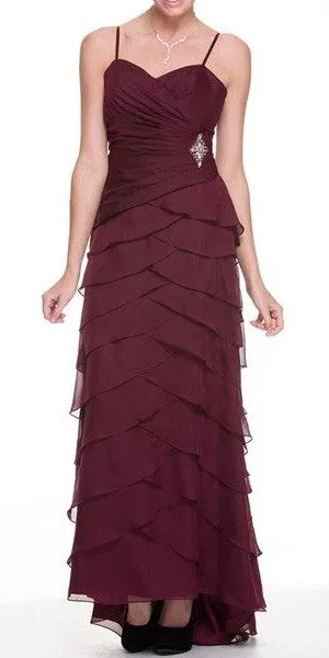 CLEARANCE - Juliet 1044 Spaghetti Strap Chiffon Formal Dress Multi Ruffle Hem (Size 4XL)