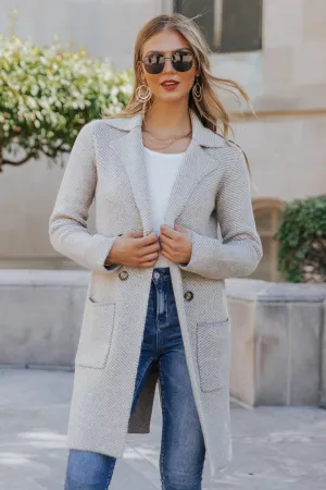 Club Chic Heather Grey Long Double Breasted Coat - FINAL SALE
