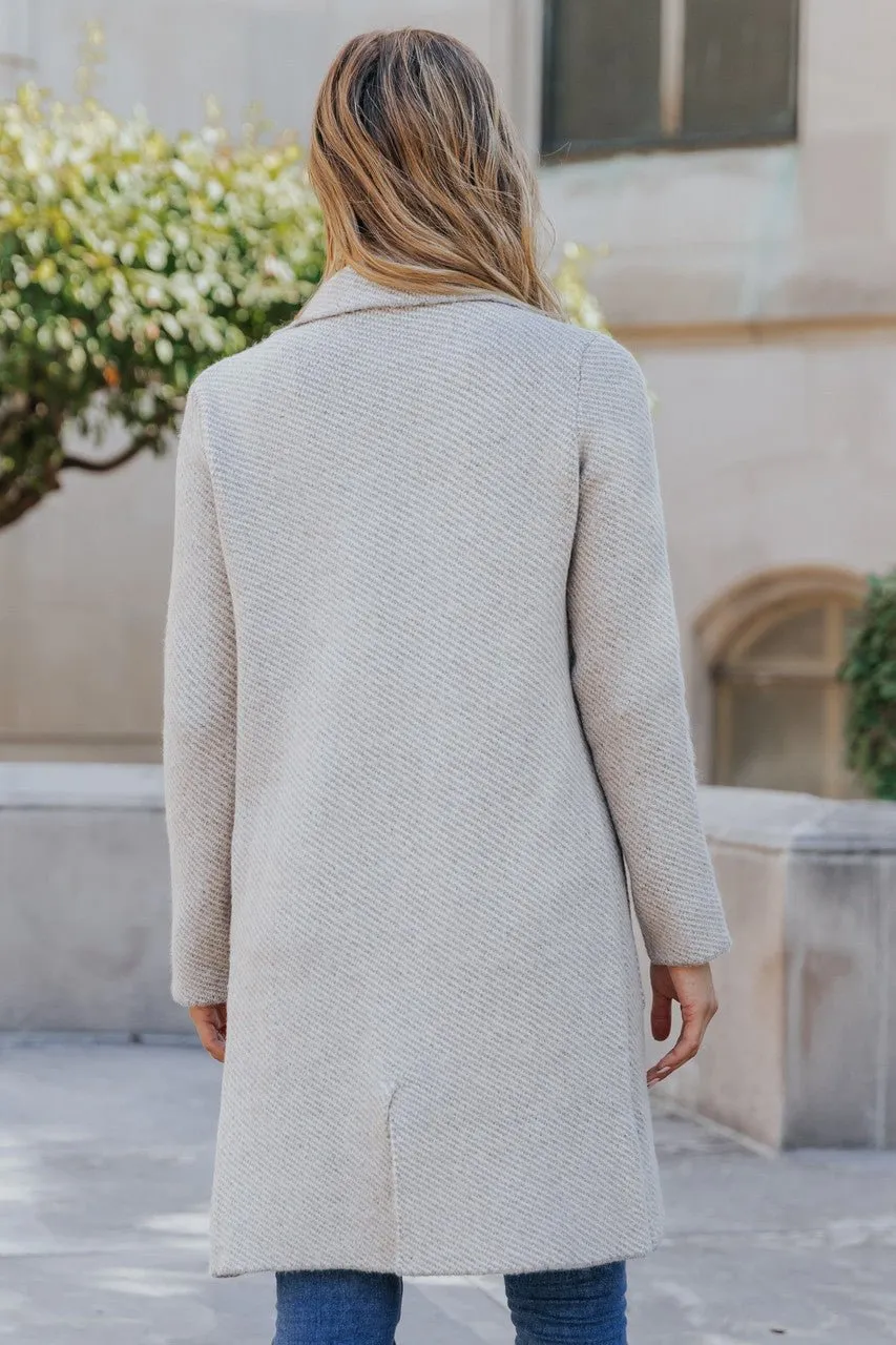 Club Chic Heather Grey Long Double Breasted Coat - FINAL SALE