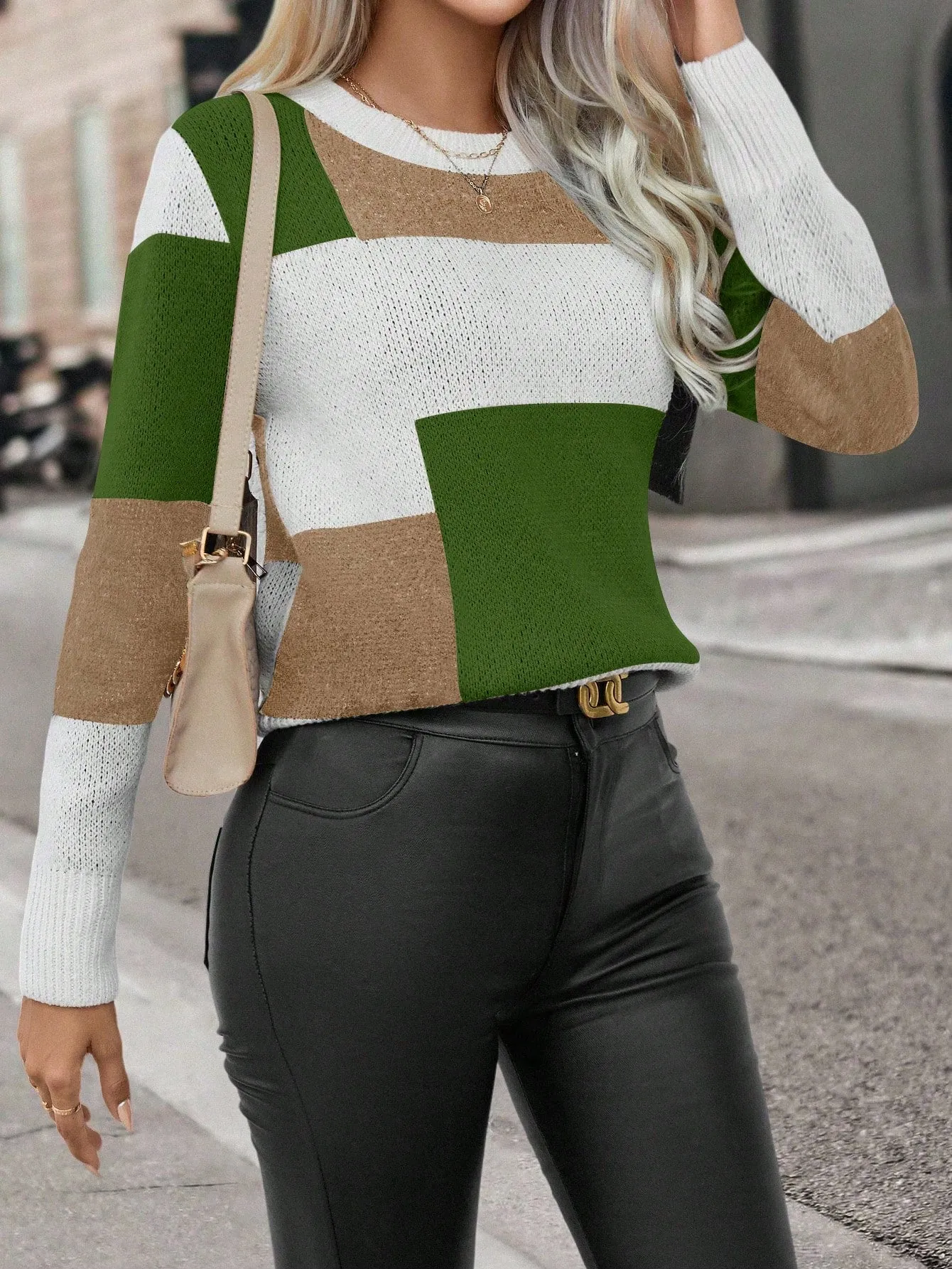 Color Block Drop Shoulder Sweater