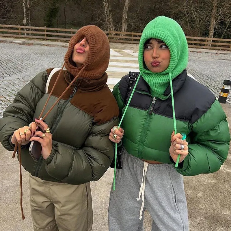 Color Block Zip Up Puffer Jacket