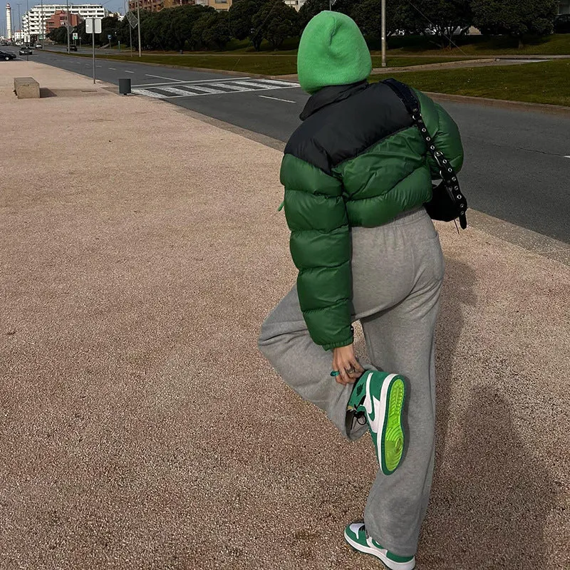 Color Block Zip Up Puffer Jacket