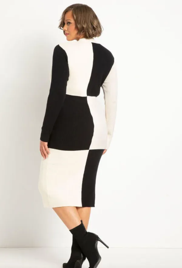 Colorblock Sweater Cardigan Dress