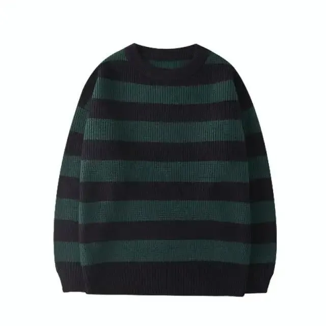 Comfortable Autumn Winter Knitted Striped Sweater Women Casual Oversized Pullovers Sweaters Loose Warm Jumper Streetwear Teen Knitwear