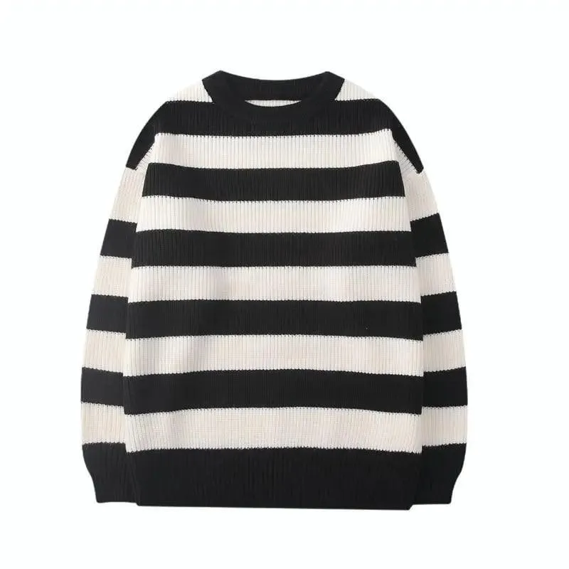 Comfortable Autumn Winter Knitted Striped Sweater Women Casual Oversized Pullovers Sweaters Loose Warm Jumper Streetwear Teen Knitwear