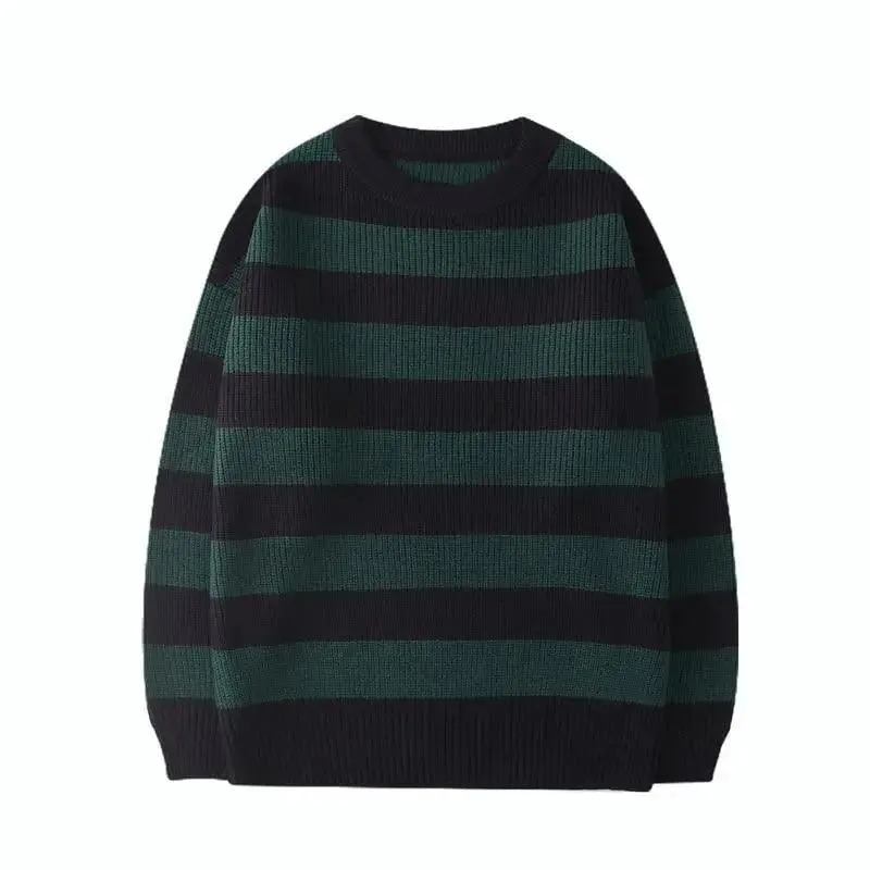 Comfortable Autumn Winter Knitted Striped Sweater Women Casual Oversized Pullovers Sweaters Loose Warm Jumper Streetwear Teen Knitwear