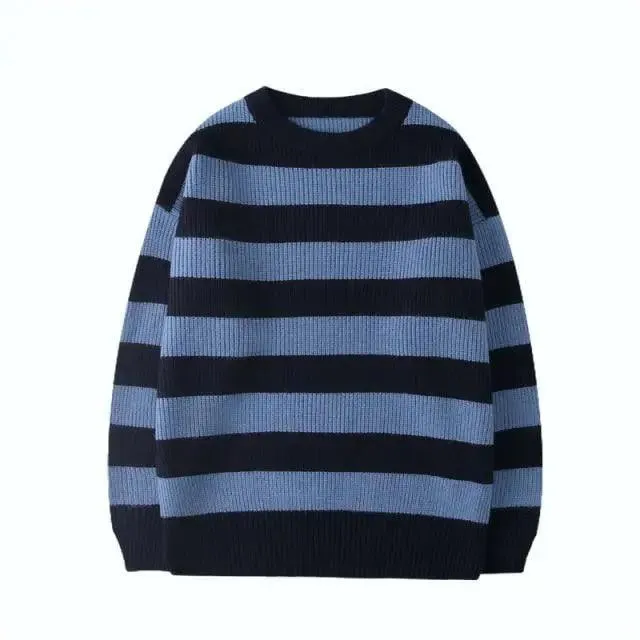 Comfortable Autumn Winter Knitted Striped Sweater Women Casual Oversized Pullovers Sweaters Loose Warm Jumper Streetwear Teen Knitwear
