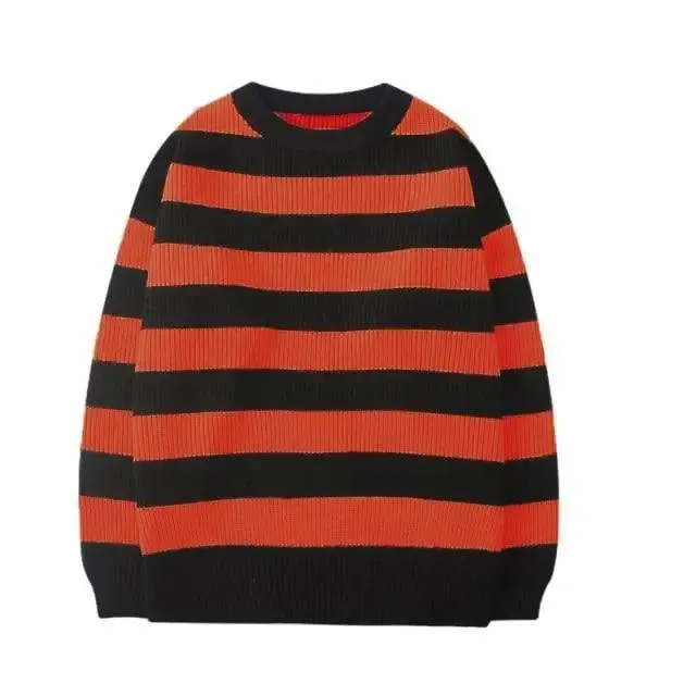 Comfortable Autumn Winter Knitted Striped Sweater Women Casual Oversized Pullovers Sweaters Loose Warm Jumper Streetwear Teen Knitwear
