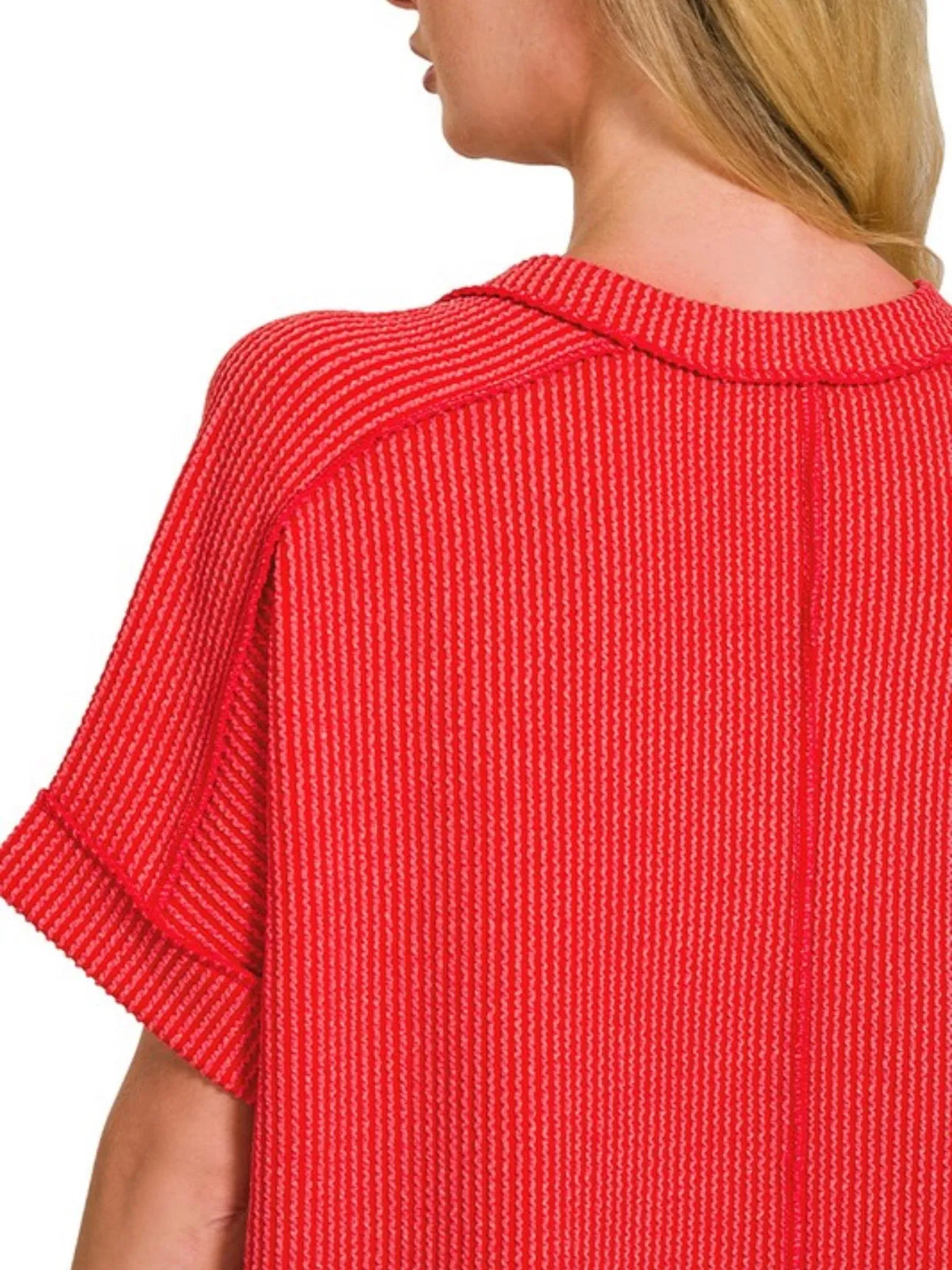 Common Sense Ribbed Top: Ruby