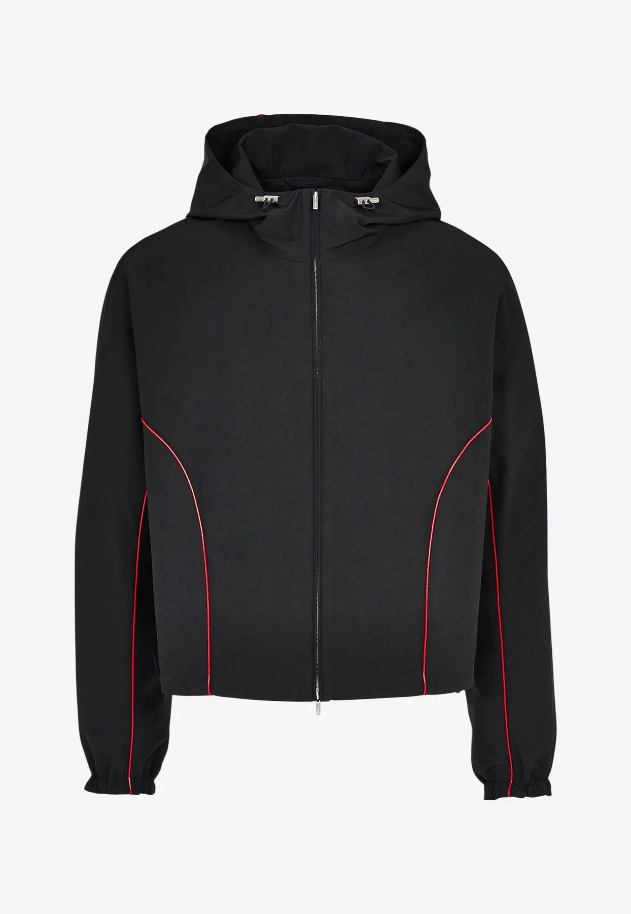 Contrast-Piping Drawstring Jacket