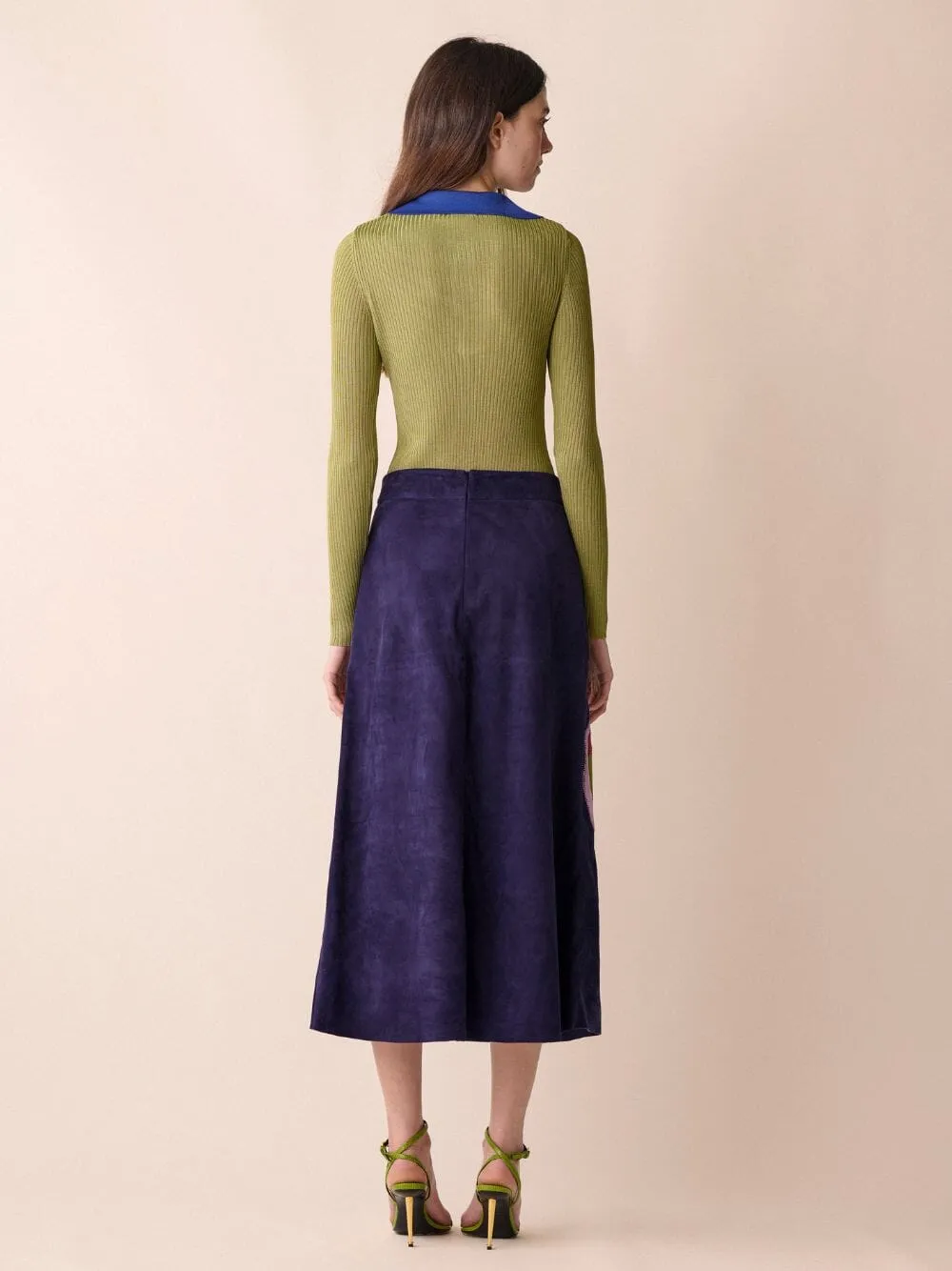 Corvus Embroidered Suede Skirt
