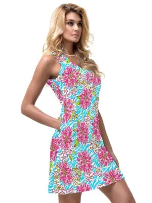 Cotton Knit Dress V-Neck Sleeveless Pocket Style 225E36 BP
