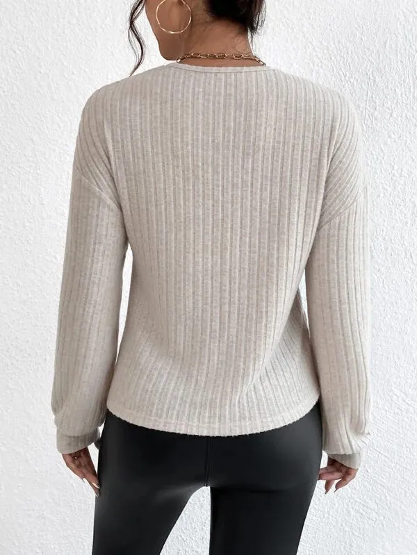 Cream Knit Wrap Top