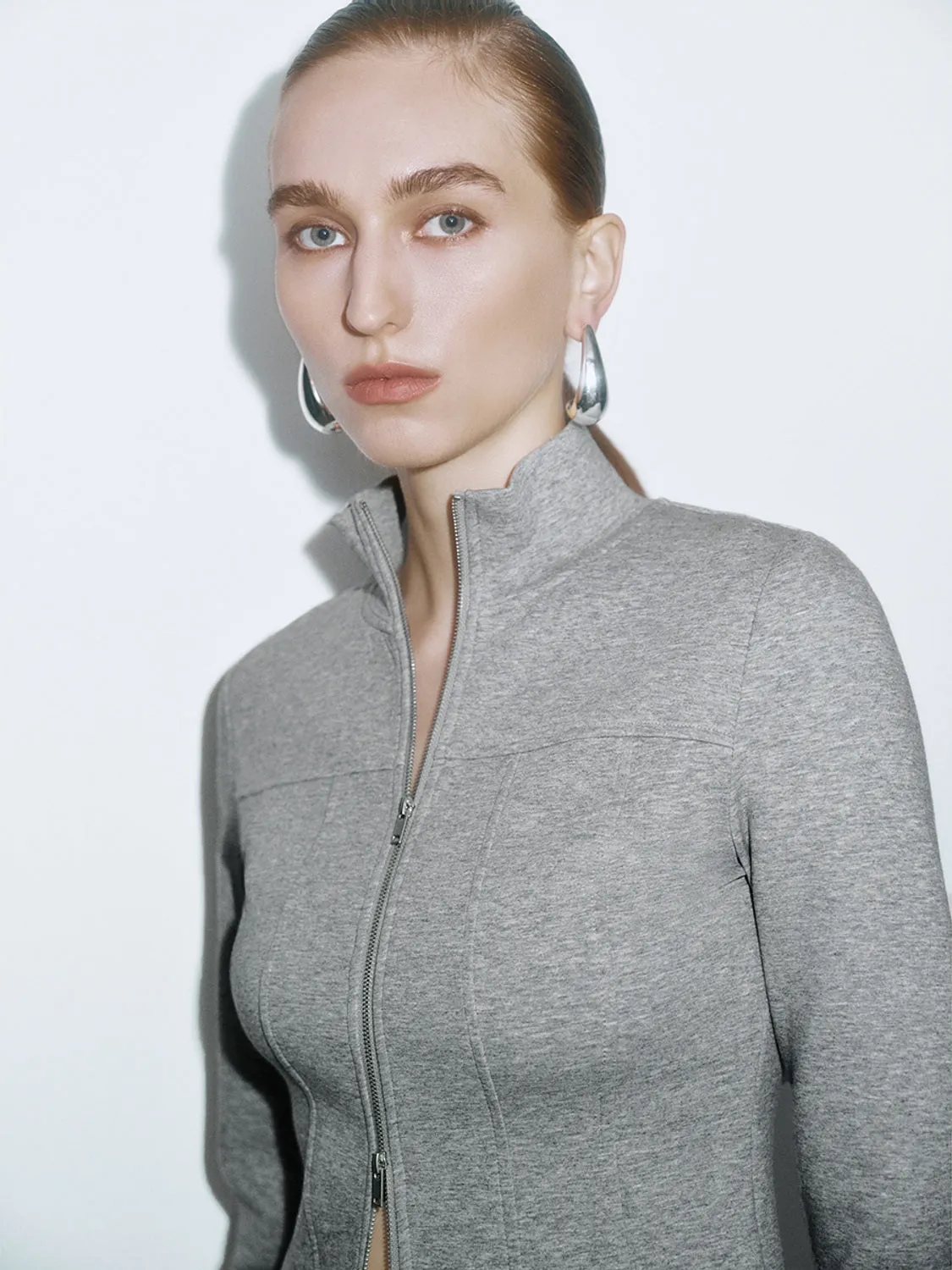 Cropped Zip Up Front Jackets