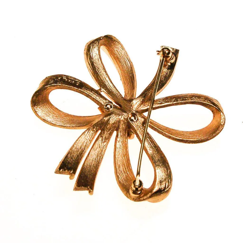 Crown Trfari Large Gold Bow Brooch